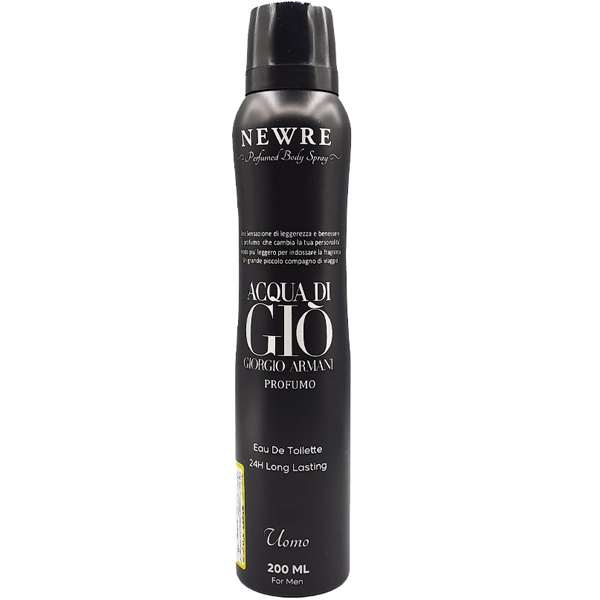 اسپری خوشبو کننده بدن و لباس  مردانه آکوا دی جیو جورجی آرمانی نیوره دئودورانت  24 ساعته 200 میل | NEWRE Perfume Body Deodorant MEGAMARE for Men 200ml